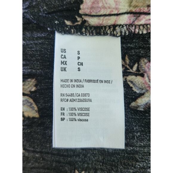 American Eagle Women Sm. Maxi Dress Black Floral Cottagecore Sleeveless Keyhole - Picture 15 of 16